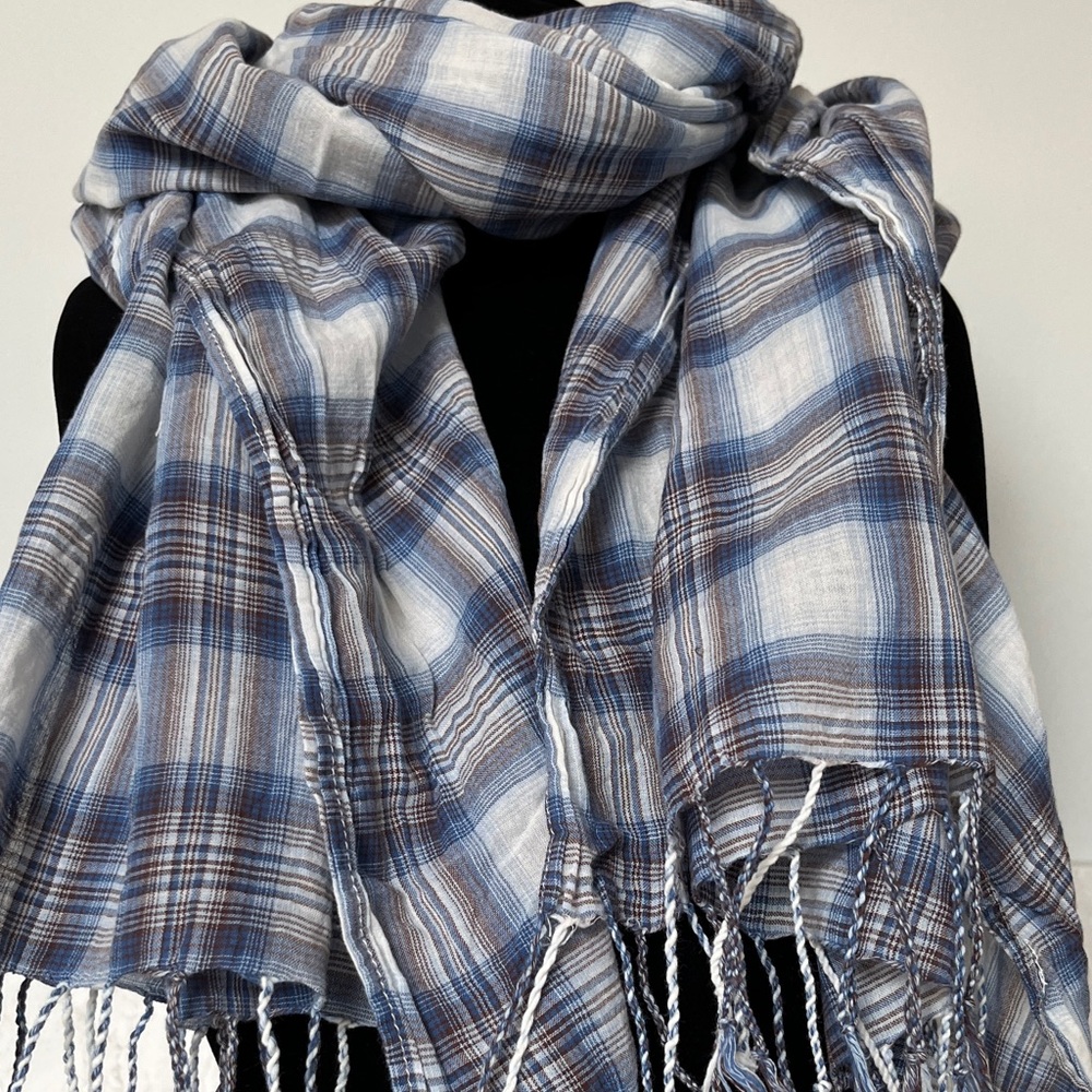 Blue and White Plaid GAP Scarf